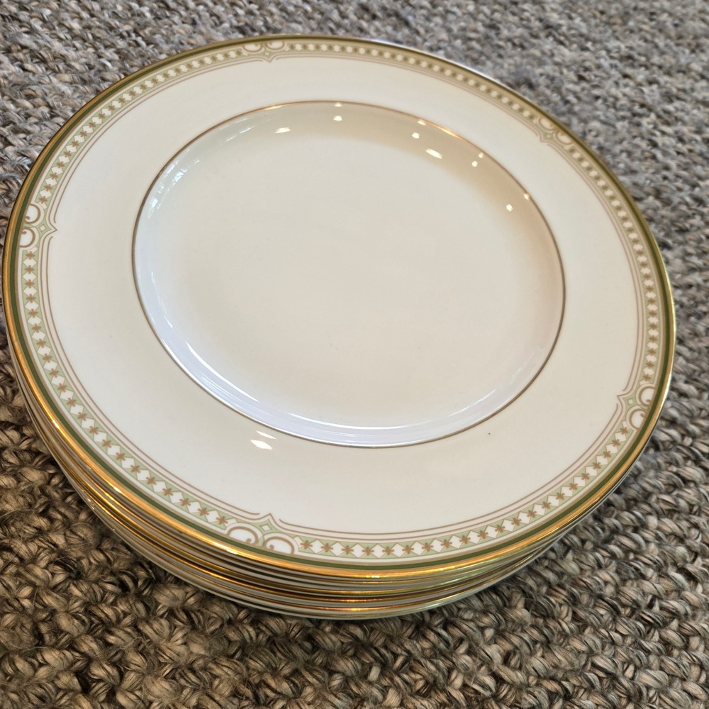 Royal Doulton Lichfield Dinner Plate 10.5" White Green Gold England 9 Available